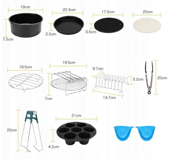 13 dalių karšto oro gruzdintuvės priedų rinkinys Mozano 19-21cm (1)