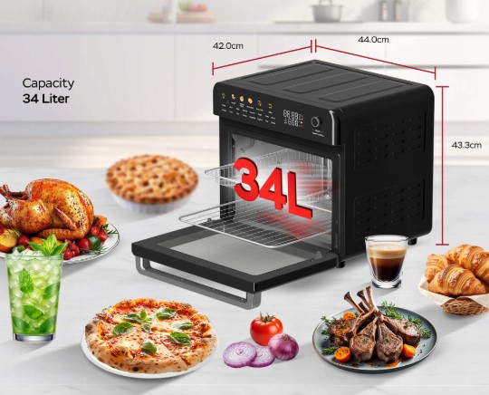 Elektrinė orkaitė su karšto oro gruzdintuvės funkcija TURBOTRONIC TT-AFO330 34L 40–230°C 2100W (9)