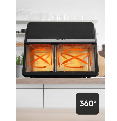 Karšto oro gruzdintuvė Mozano 2 krepšelių 3,5L ir 5,5L 2600W (14)