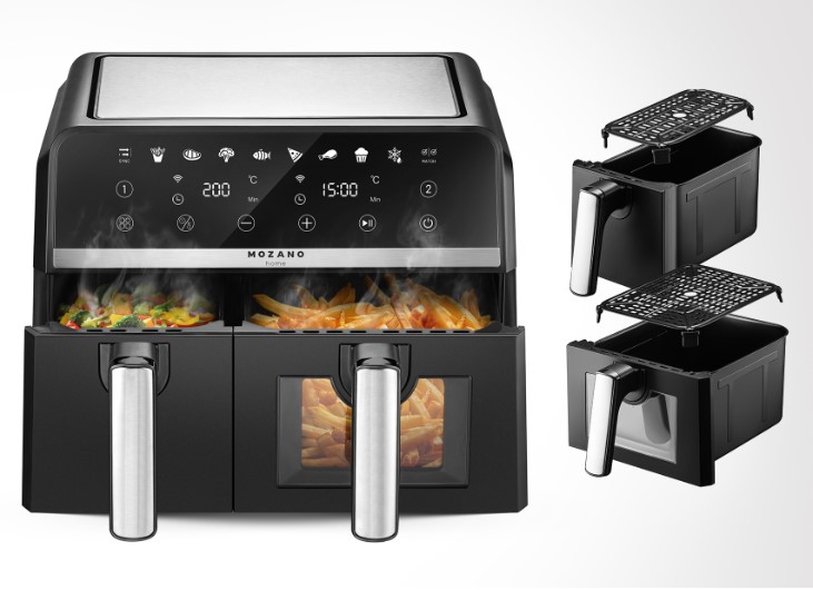 Karšto oro gruzdintuvė Mozano 2 krepšelių 3,5L ir 5,5L 2600W (15)