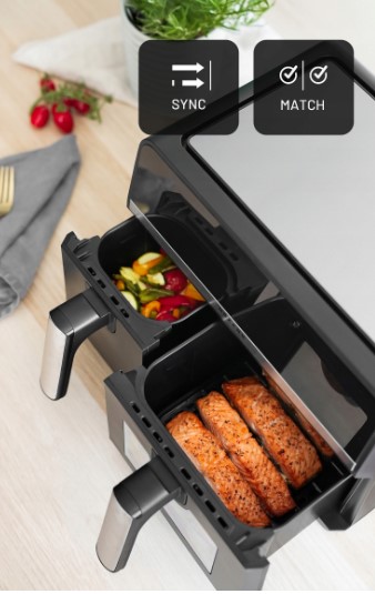 Karšto oro gruzdintuvė Mozano 2 krepšelių 3,5L ir 5,5L 2600W (8)