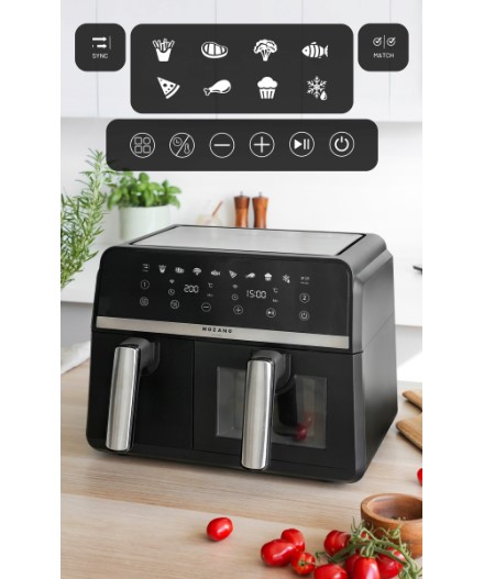 Karšto oro gruzdintuvė Mozano 2 krepšelių 3,5L ir 5,5L 2600W (9)