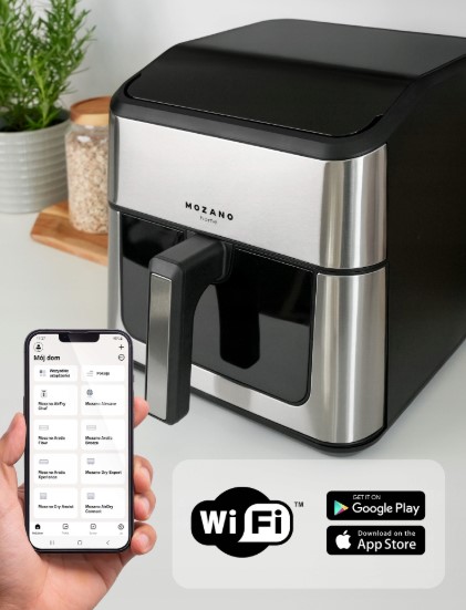 Karšto oro gruzdintuvė Mozano 8L 1800W Wifi su džiovinimo ir atitirpinimo funkc. su maisto skirtuku (9)