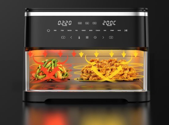 Naujiena ! Karšto oro gruzdintuvė Iceagle XXL 11L 2krepšelių (4ir7L) 2600W (10)