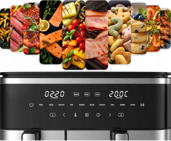 Naujiena ! Karšto oro gruzdintuvė Iceagle XXL 11L 2krepšelių (4ir7L) 2600W (3)