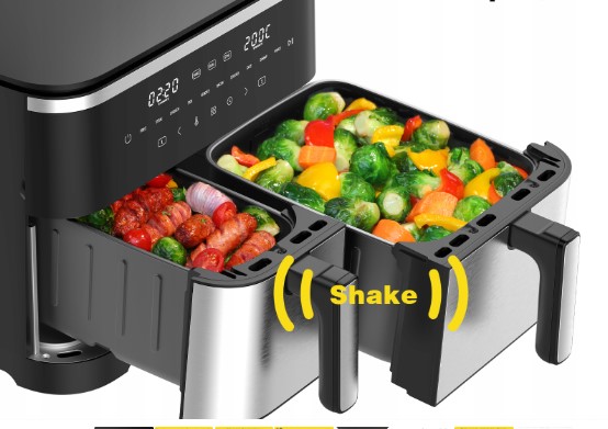 Naujiena ! Karšto oro gruzdintuvė Iceagle XXL 11L 2krepšelių (4ir7L) 2600W (5)