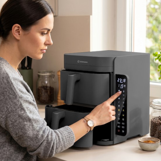 Karšto oro gruzdintuvė Lehmann Vibe 12 l 2800 W su 2 kepimo krepšeliais vertikali (11)