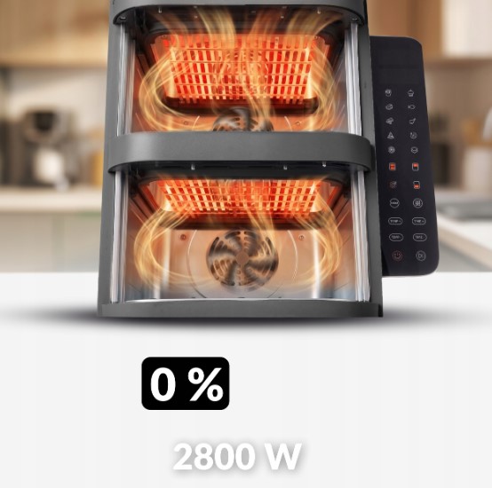 Karšto oro gruzdintuvė Lehmann Vibe 12 l 2800 W su 2 kepimo krepšeliais vertikali (2)