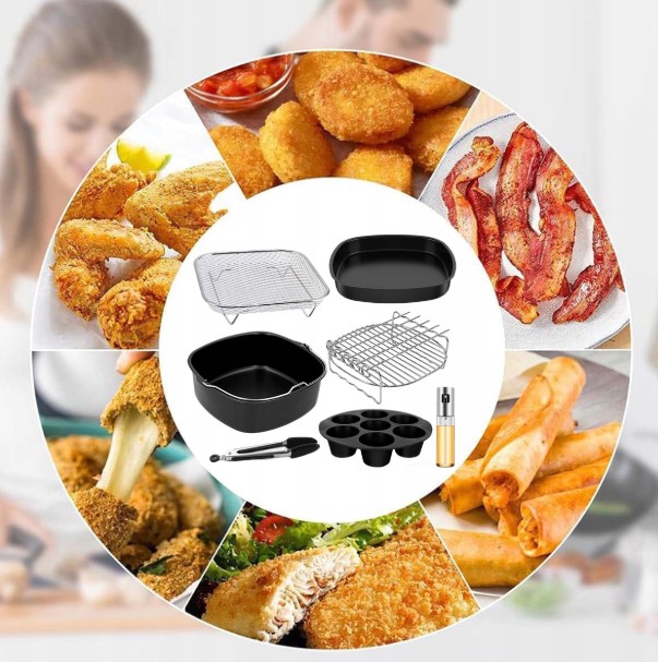 12 dalių priedų rinkinys karšto oro gruzdintuvei Air Fryer (2)