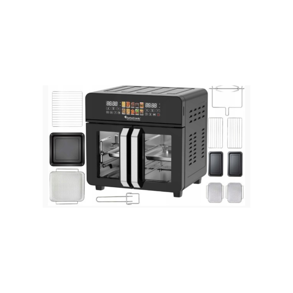Karšto oro gruzdintuvė-mini orkaitė-džiovyklė 3in1 23litrų 2200W juoda/sidabras