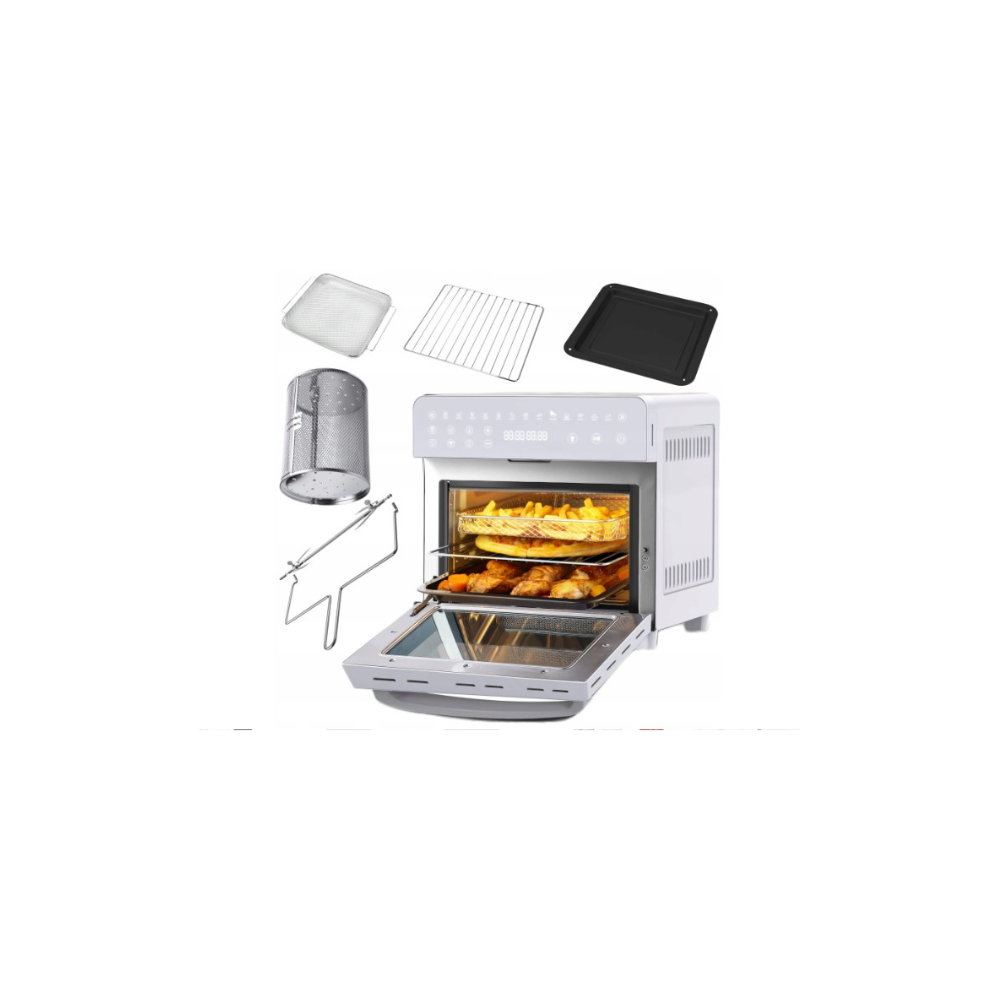 Karšto oro gruzdintuvė Turbotronic 14L 1800W TT-AFO14 su džiovinimo,pašildymo, fermentavimo funkcijom ir priedais 3in1 balta
