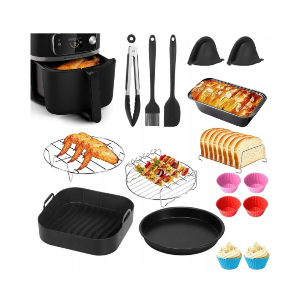 16 dalių oro gruzdintuvės priedų rinkinys „Philips, Ninja, Tefal“ (5,5–8 l)