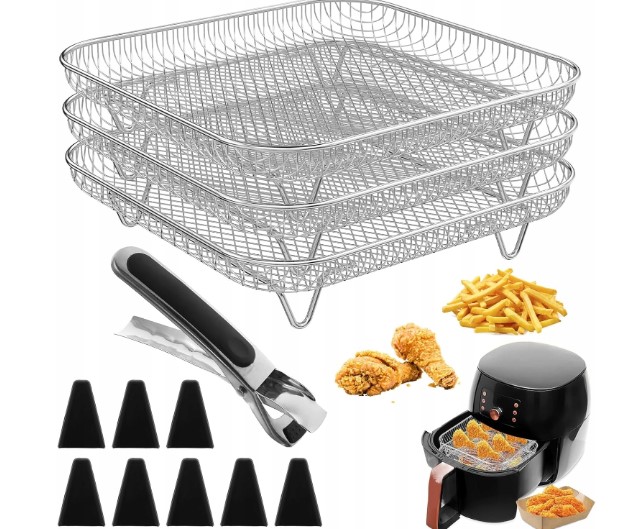 Kepimo grotelės 3 sluoksnių 20,8cm20,8cm x 8,9cm su žnyplėm
