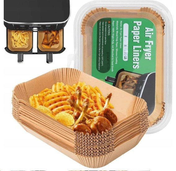 Popierinis įdėklas 2 krepšelių gruzdintuvei/Mini orkaitei 20x13cm.100vnt.