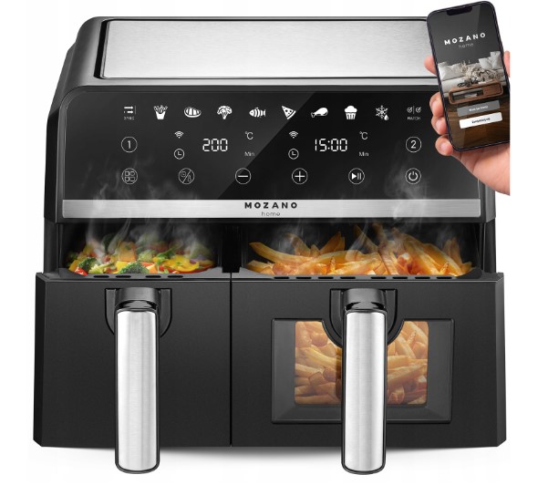 Karšto oro gruzdintuvė Mozano 2 krepšelių 3,5L ir 5,5L 2600W Wifi