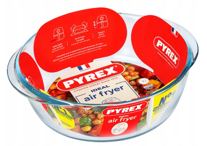 Stiklinė kepimo forma Pyrex D-20x18xcm. 1L talpa karšto oro gruzdintuvei