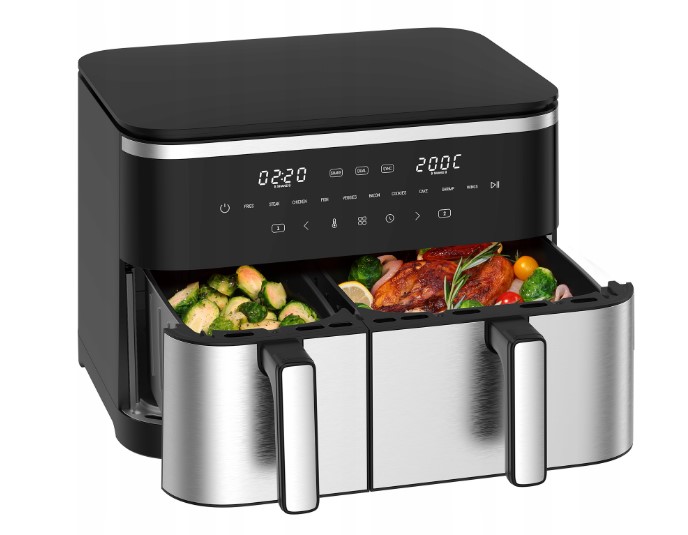 Naujiena ! Karšto oro gruzdintuvė Iceagle XXL 11L 2krepšelių (4ir7L) 2600W