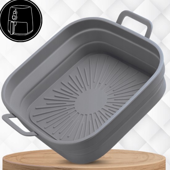 Silikoninė forma karšto oro gruzdintuvei 20x20x5cm. pilka/raudona