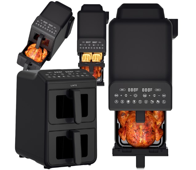 Karšto oro gruzdintuvė LAFE Dual Fry 10L vertikali 2460W