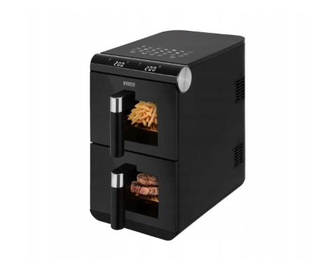 Karšto oro gruzdintuvė N'oveen AF5050 11L 1700W juoda su apžvalgos langais vertikali juoda