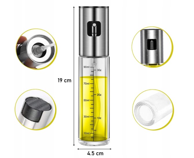 Aliejaus dozatorius 100ml. stiklas/metalas